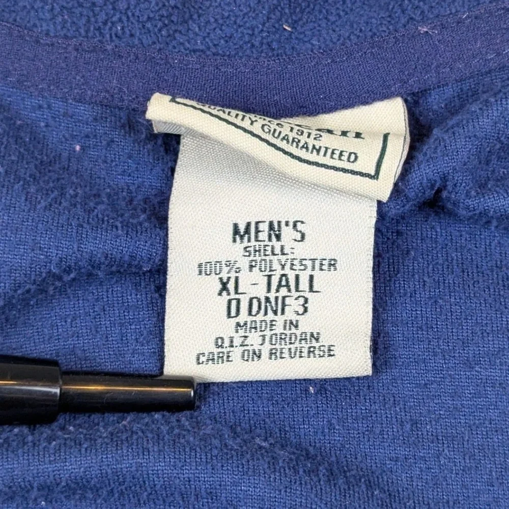 LL Bean Mens XL Tall Blue Full Zip Fleece Jacket Midweight Mock Neck DNF3